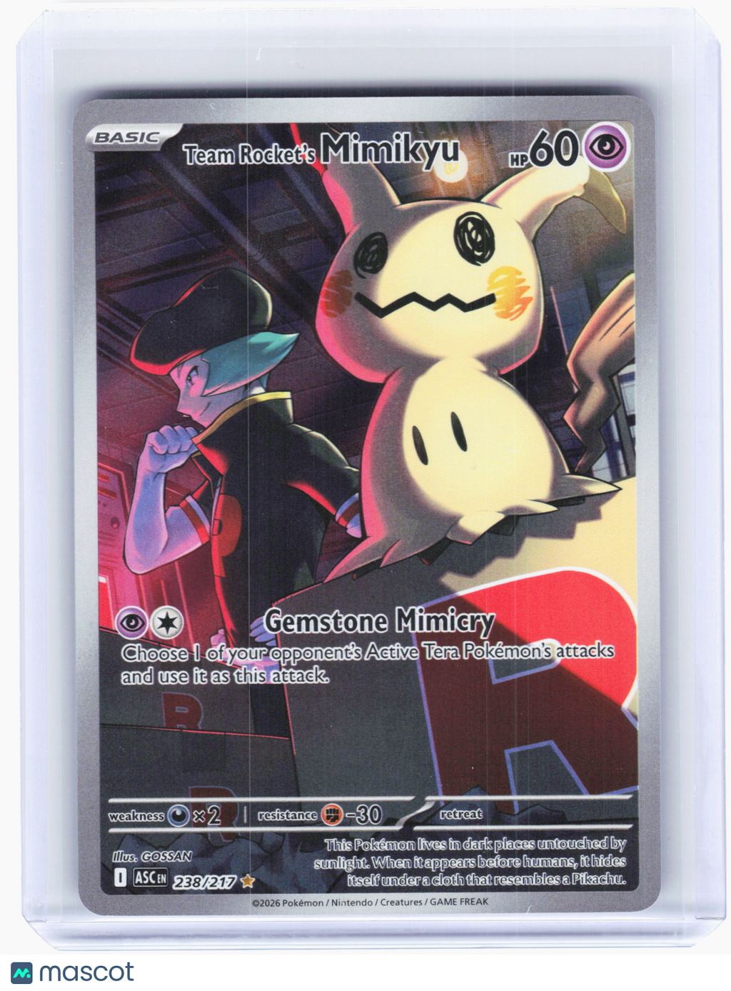 2026 Pokemon—Team Rocket's Mimikyu #238 Ascended Heroes—Illustration Rare Holo