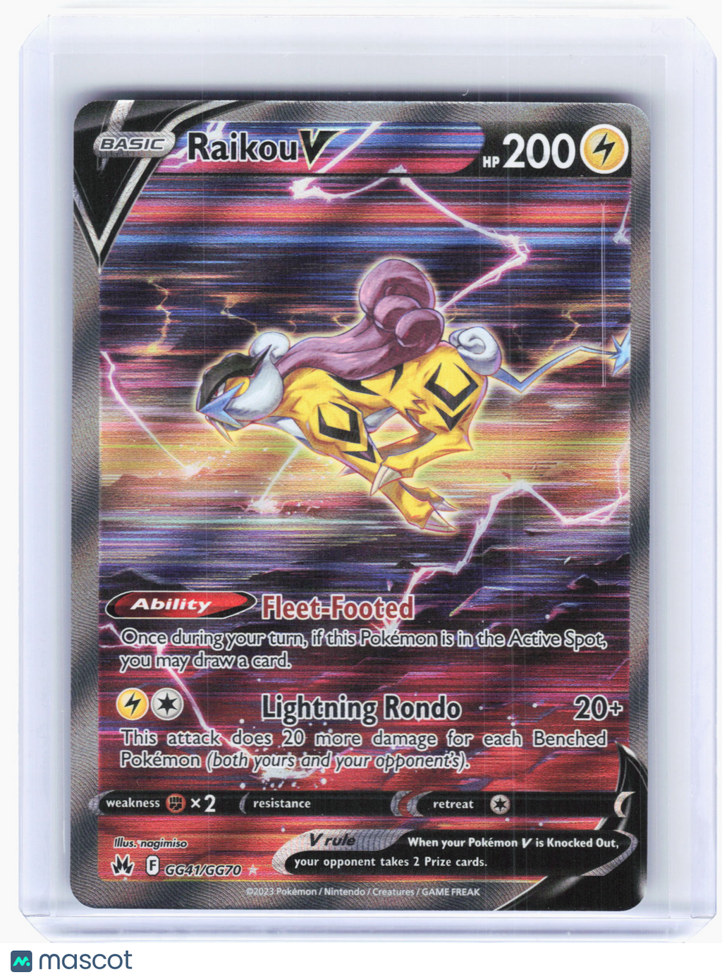 2023 Pokemon—Raikou V #GG41 Crown Zenith: Galarian Gallery—Ultra Rare Holo