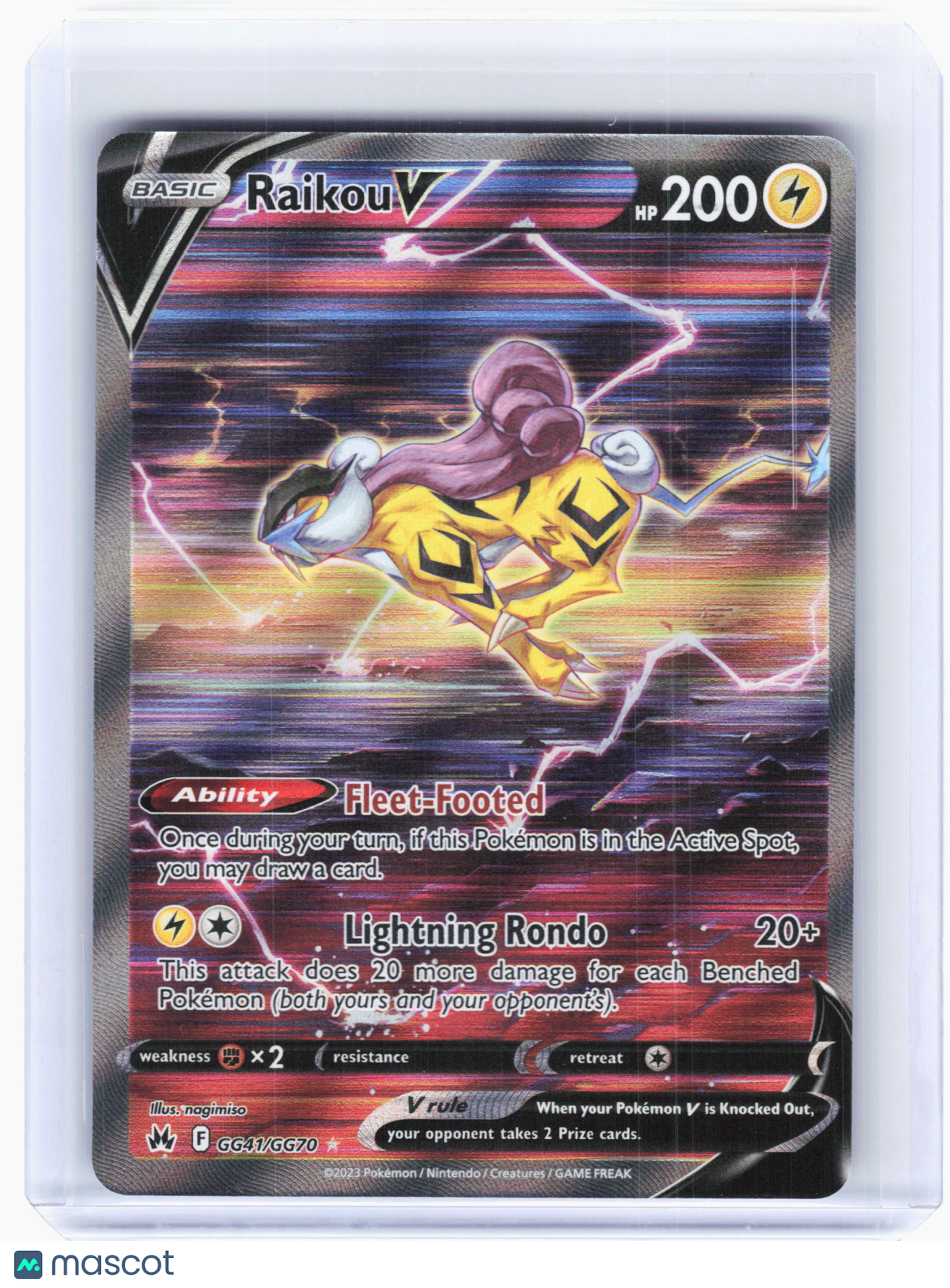 2023 Pokemon—Raikou V #GG41 Crown Zenith: Galarian Gallery—Ultra Rare Holo