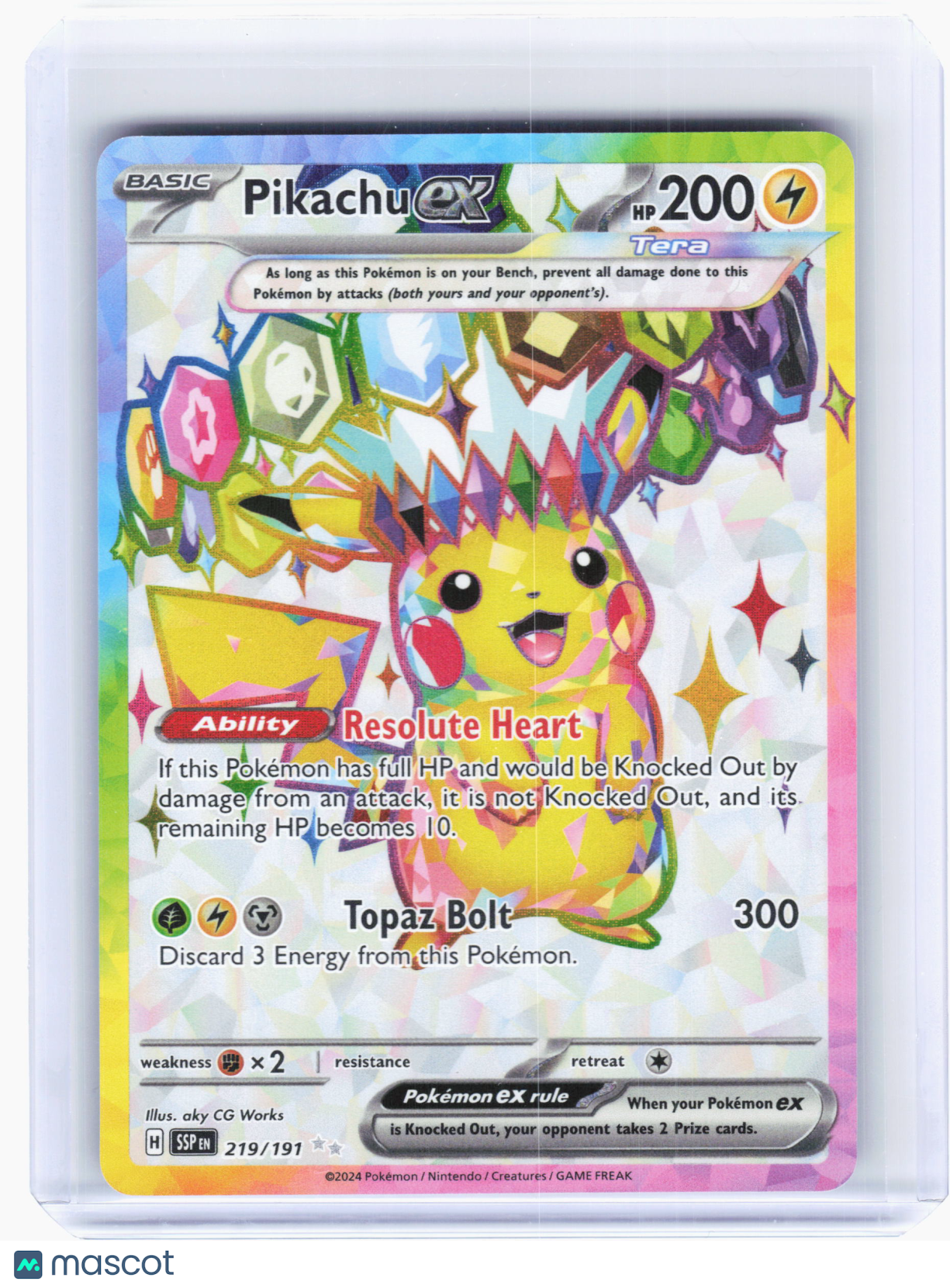 2024 Pokemon—Pikachu ex #219 Surging Sparks—Ultra Rare Holo