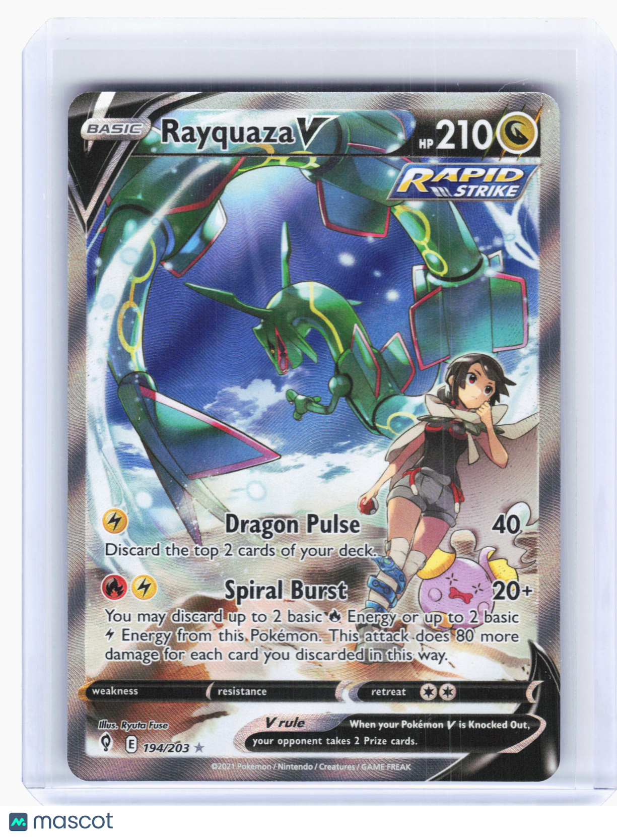 2021 Pokemon—Rayquaza V #194 Evolving Skies—Ultra Rare Holo