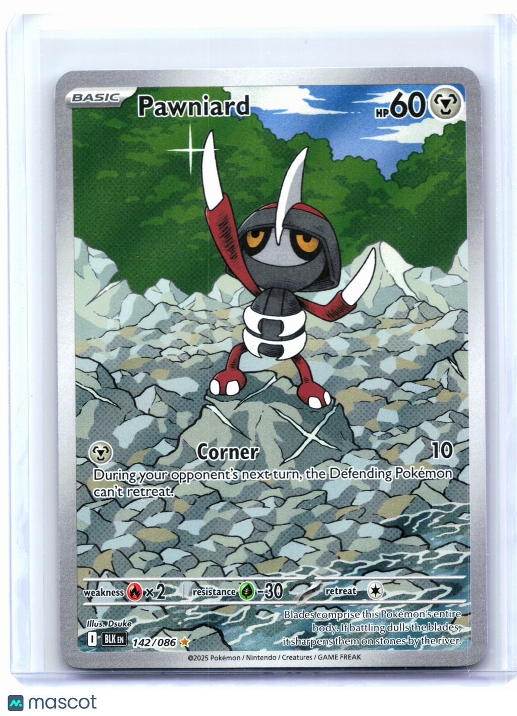 2025 Pokemon—Pawniard #142/086 Black Bolt—Illustration Rare Holo