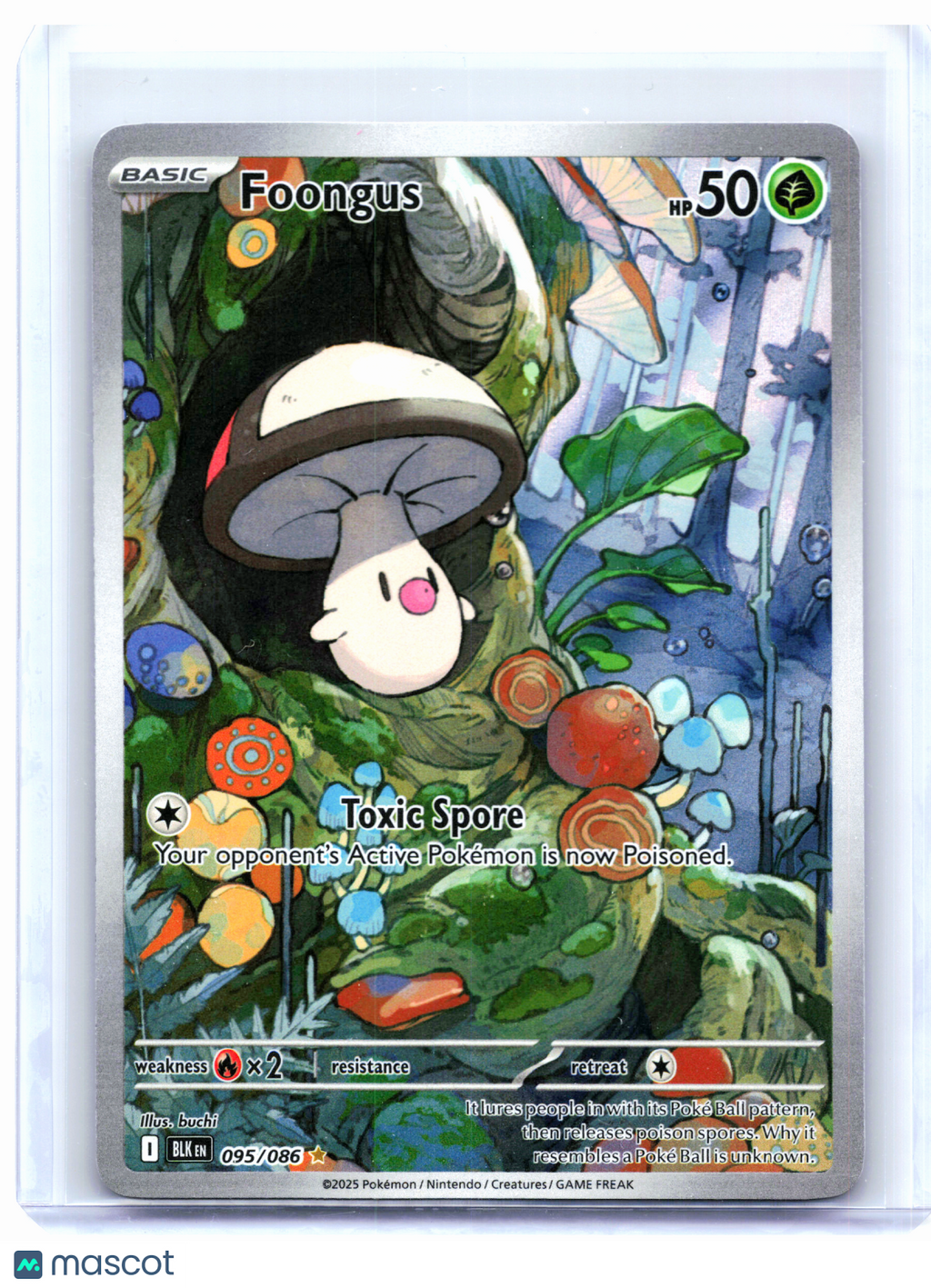 2025 Pokemon—Foongus #095/086 Black Bolt—Illustration Rare Holo [Lightly Played]