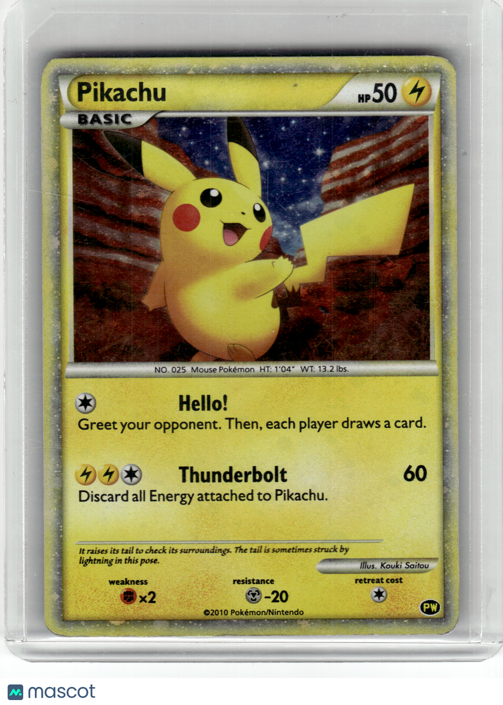 2010 Pokemon—Pikachu #PW Pikachu World Collection— Holo [MP] (English Back)