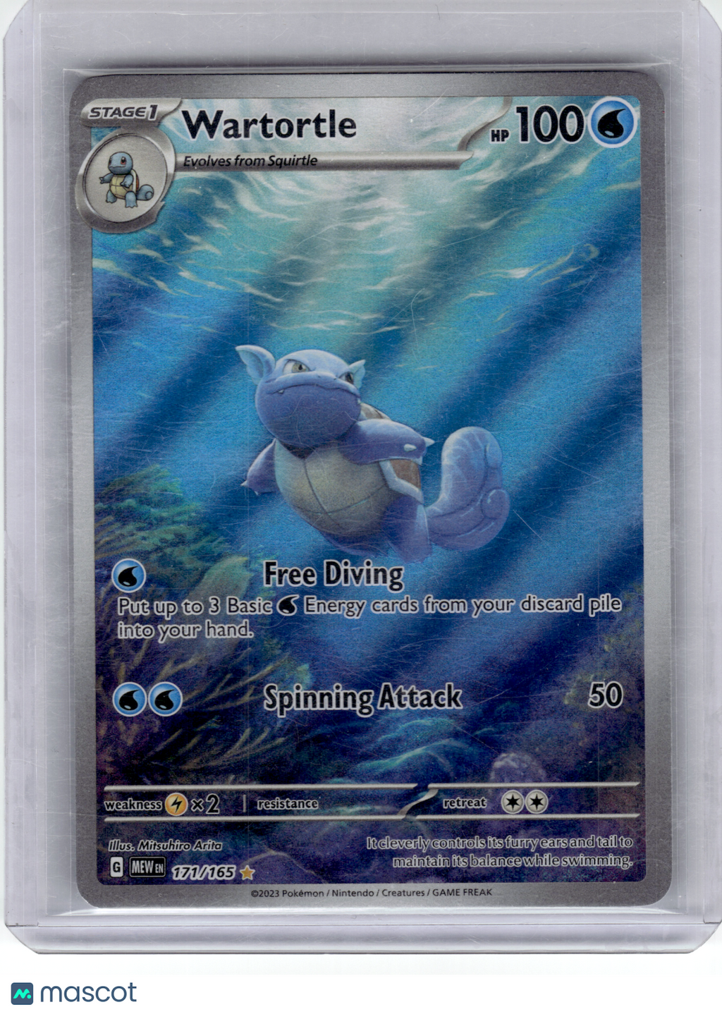 2023 Pokemon—Wartortle #171 Scarlet & Violet 151—Illustration Rare Holo [LP]