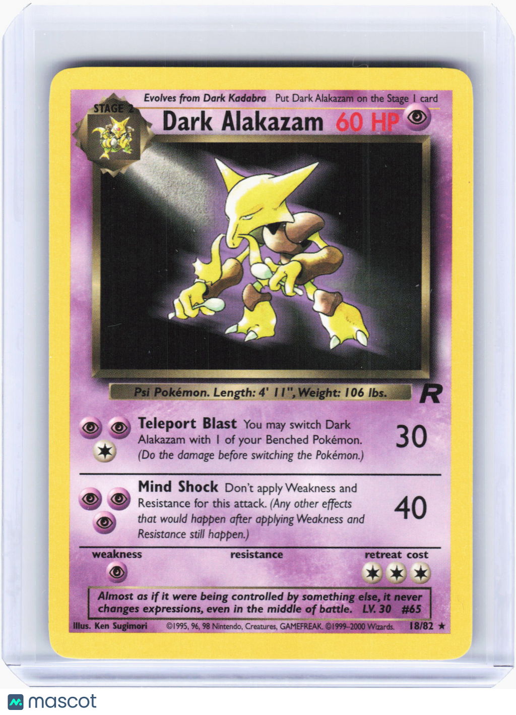 2000 Pokemon—Dark Alakazam #18 Team Rocket—Rare Nonholo [Lightly Played]