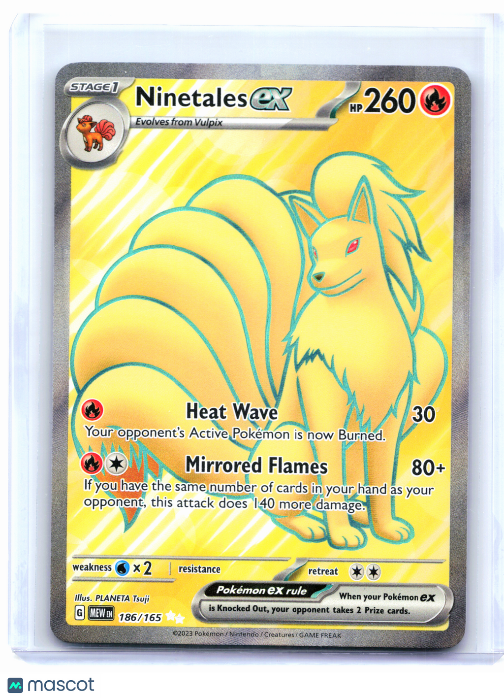 2023 Pokemon—Ninetales ex #186/165 Scarlet & Violet 151—Ultra Rare Holo