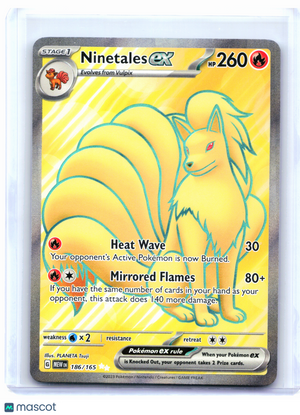 2023 Pokemon—Ninetales ex #186/165 Scarlet & Violet 151—Ultra Rare Holo