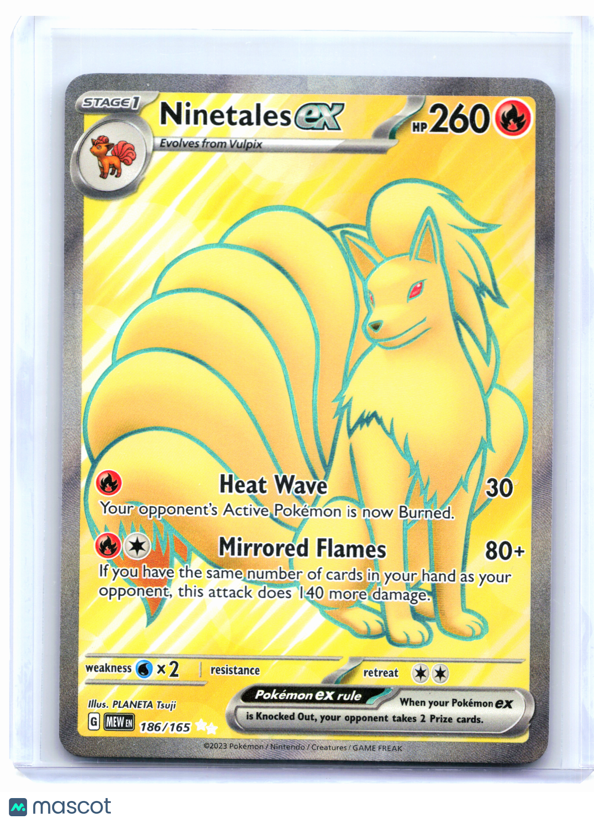2023 Pokemon—Ninetales ex #186/165 Scarlet & Violet 151—Ultra Rare Holo