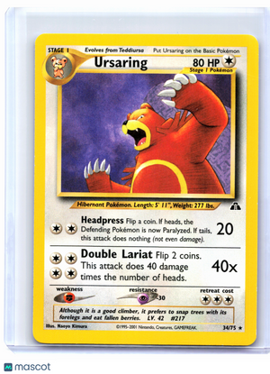 2001 Pokemon—Ursaring #34/75 Neo Discovery—Rare Nonholo [Lightly Played]