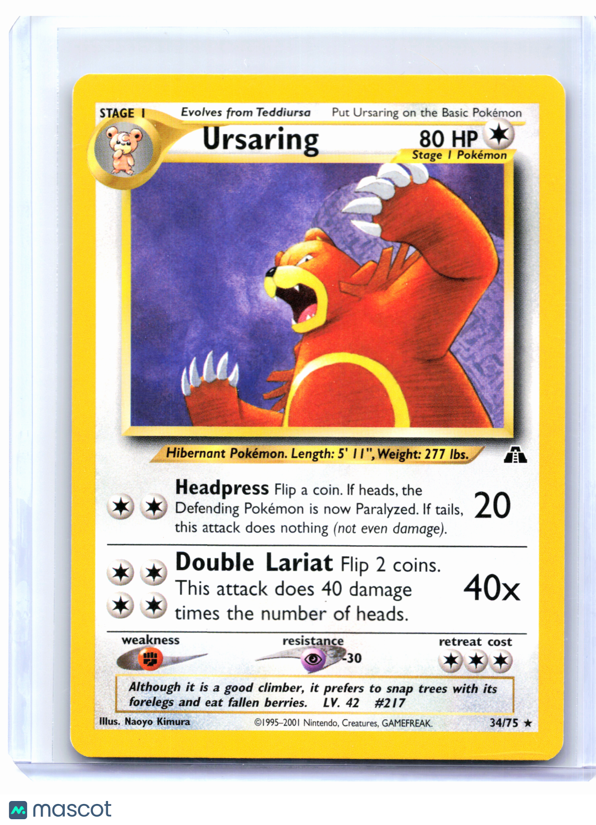 2001 Pokemon—Ursaring #34/75 Neo Discovery—Rare Nonholo [Lightly Played]