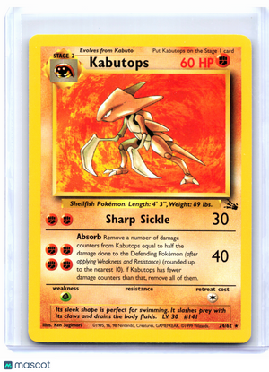 1999 Pokemon—Kabutops #24/62 Fossil—Rare Nonholo [Lightly Played]