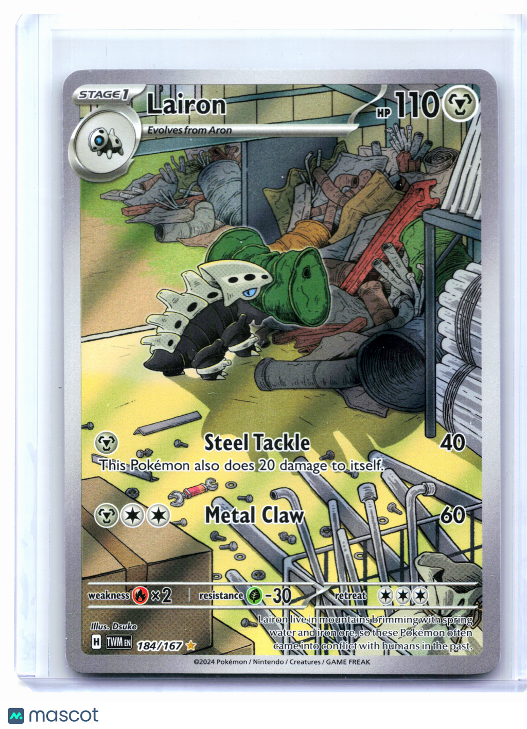 2024 Pokemon—Lairon #184/167 Twilight Masquerade—Illustration Rare Holo [LP]