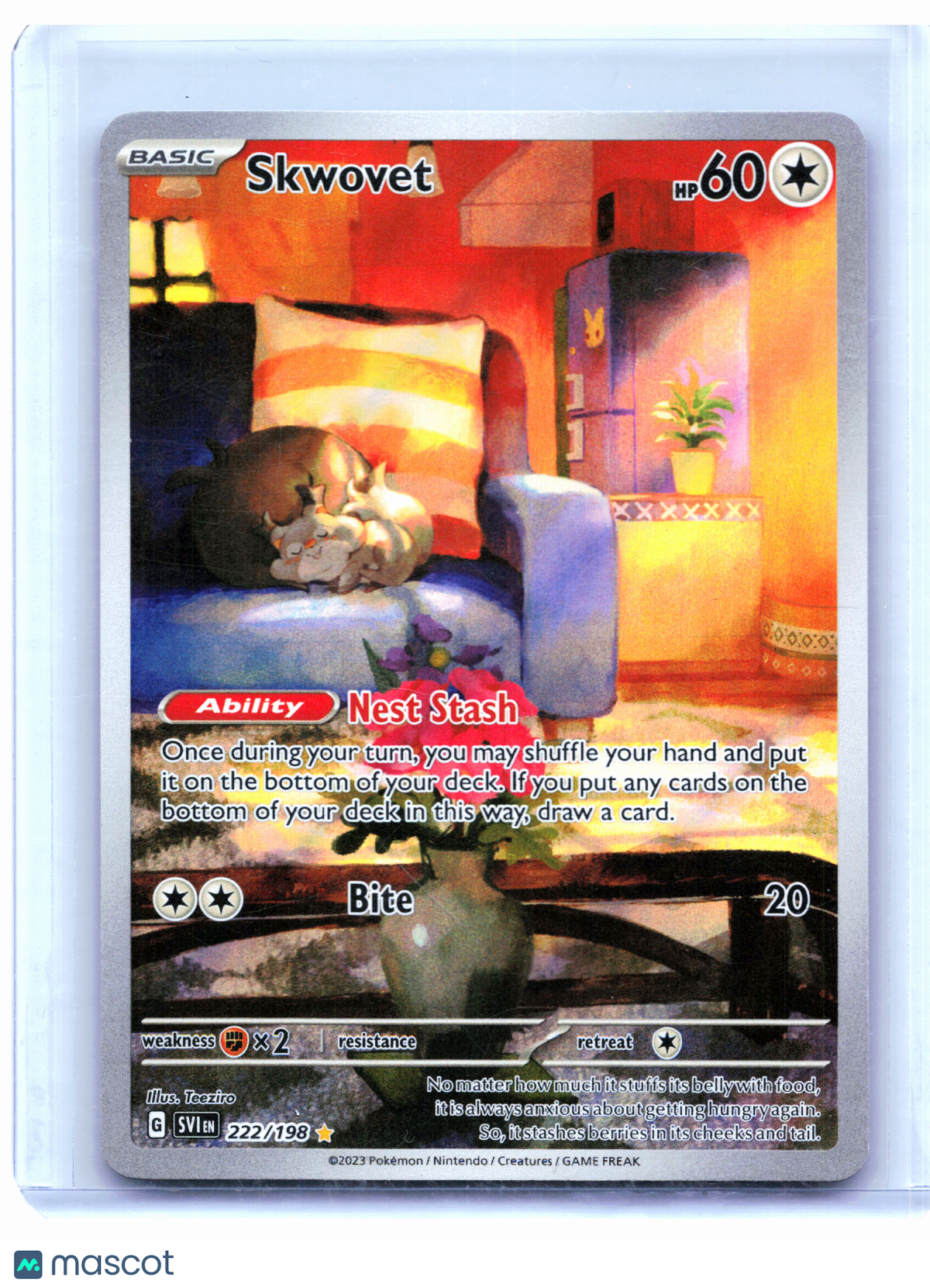 2023 Pokemon—Skwovet #222/198 Scarlet & Violet Base Set—Illustration Rare [LP]