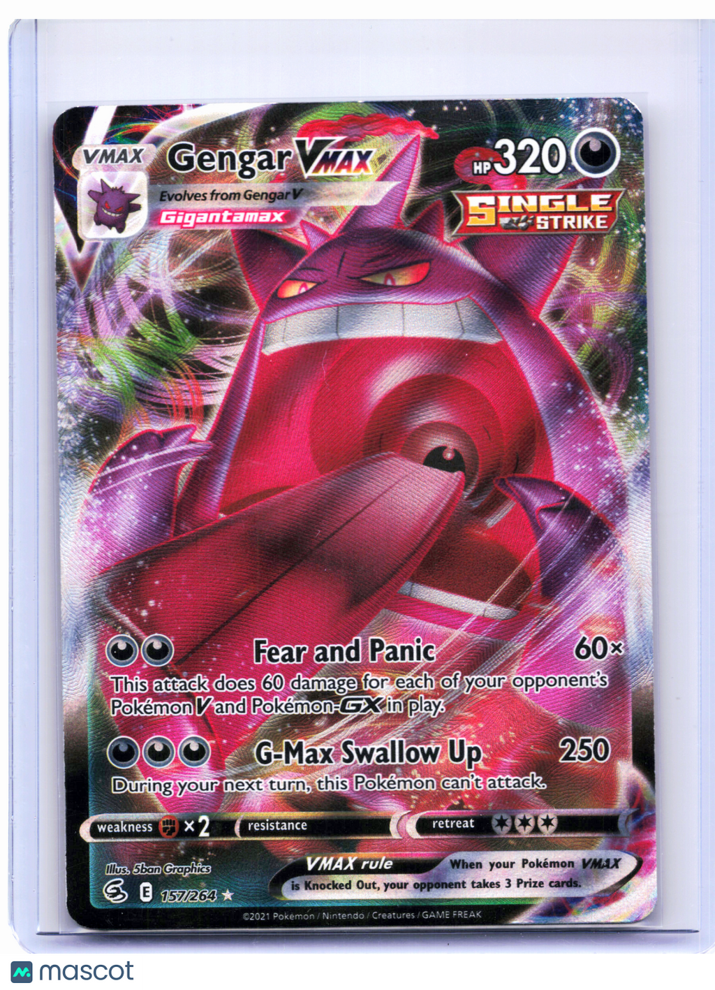 2021 Pokemon—Gengar VMAX #157/264 Fusion Strike—Ultra Rare Holo [Lightly Played]