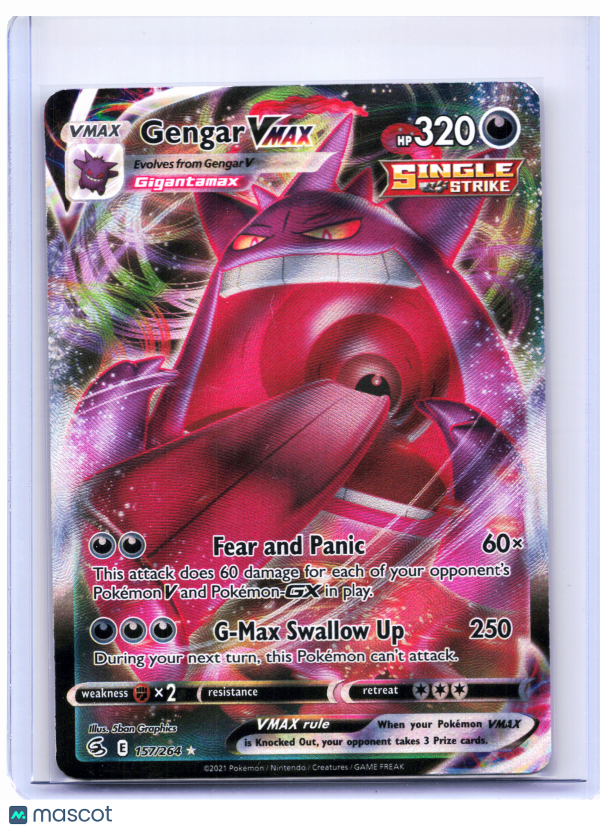 2021 Pokemon—Gengar VMAX #157/264 Fusion Strike—Ultra Rare Holo [Lightly Played]