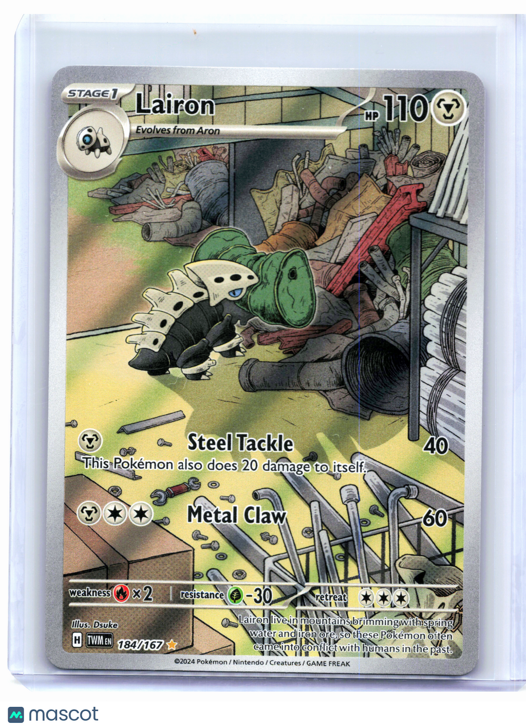 2024 Pokemon—Lairon #184/167 Twilight Masquerade—Illustration Rare Holo [LP]