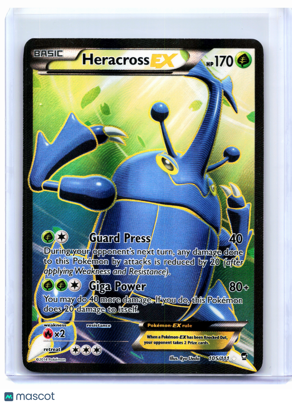 2014 Pokemon—Heracross EX #105/111 Furious Fists—Ultra Rare Holo [MP]