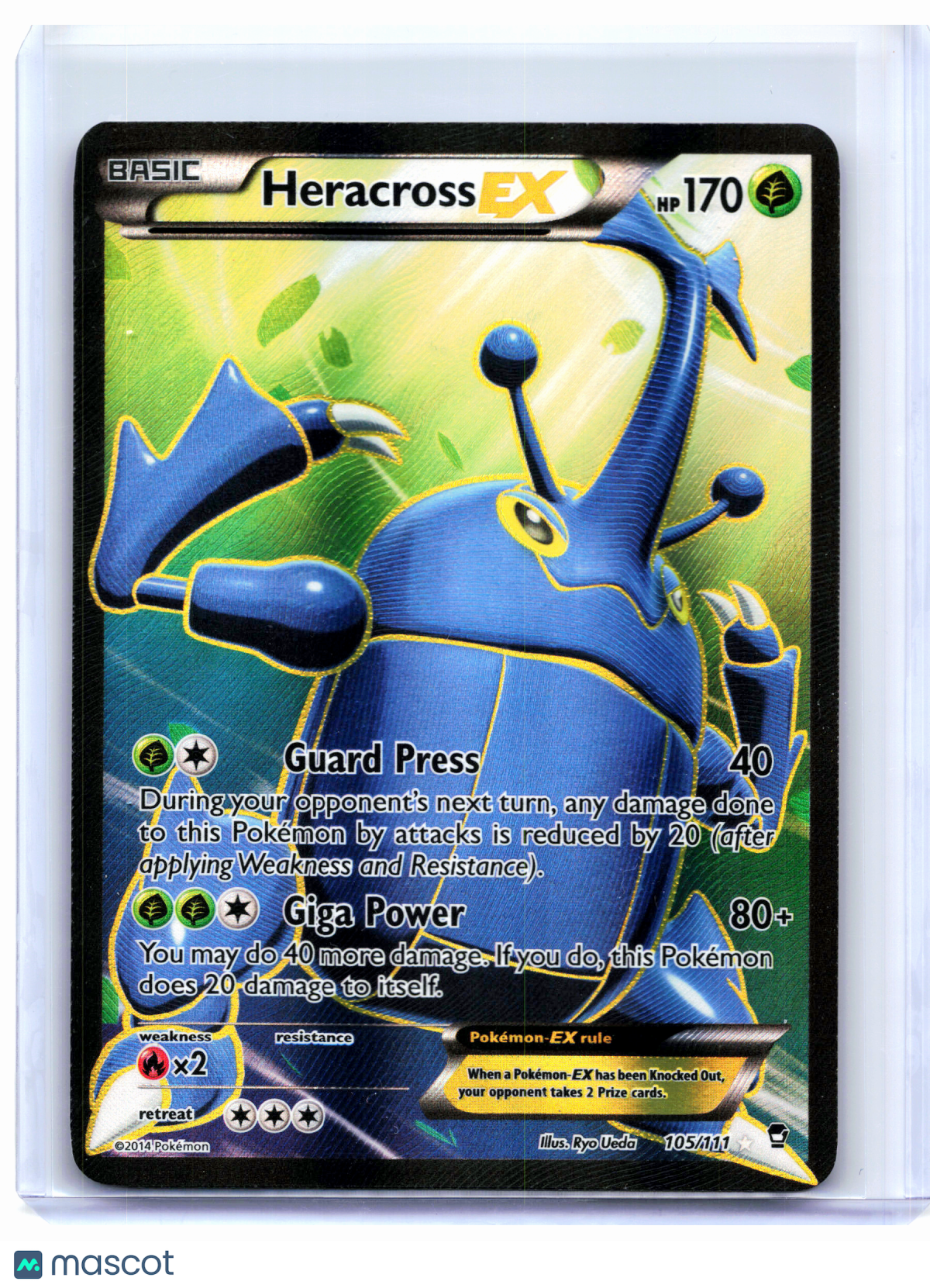 2014 Pokemon—Heracross EX #105/111 Furious Fists—Ultra Rare Holo [MP]