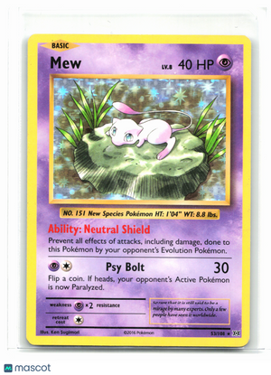 2016 Pokemon—Mew #53/108 Evolutions—Holo Rare [Damaged]