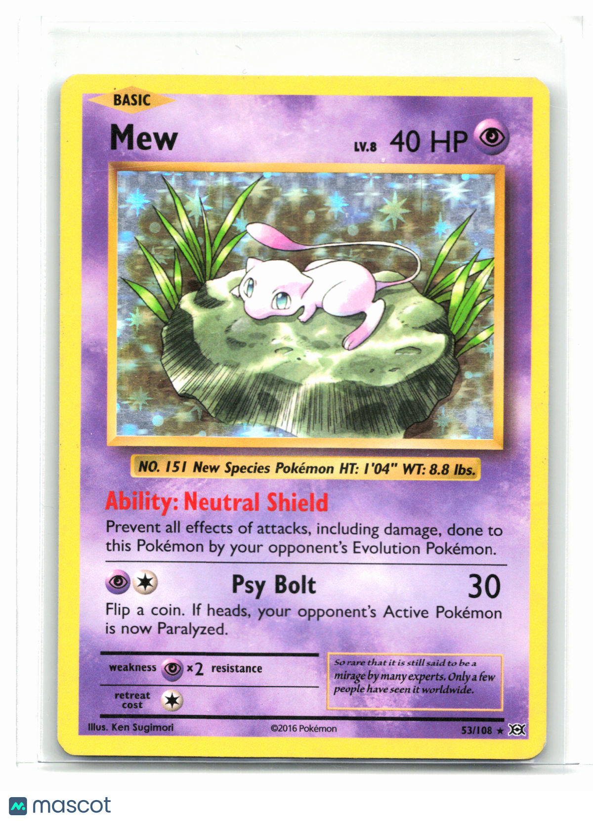 2016 Pokemon—Mew #53/108 Evolutions—Holo Rare [Damaged]