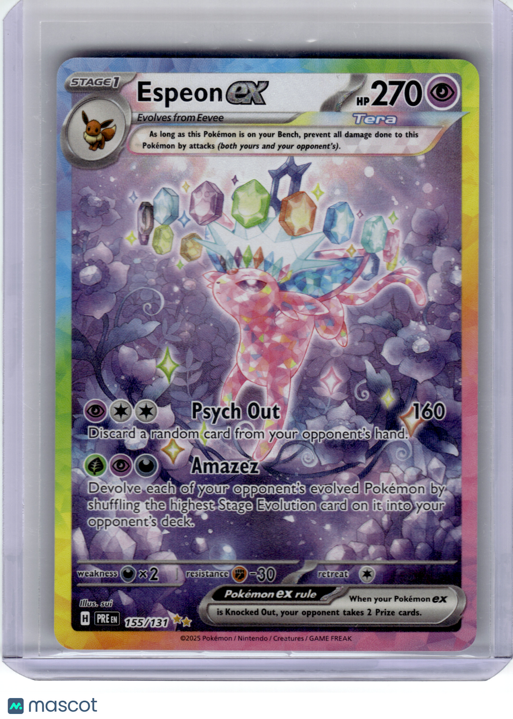 2025 Pokemon—Espeon EX #155 Prismatic Evolutions—Special Illustration Rare Holo