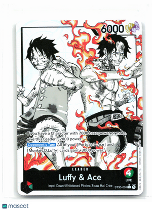 2026 One Piece—Luffy & Ace (Alternate Art) #ST30-001 Luffy & Ace—Leader Foil