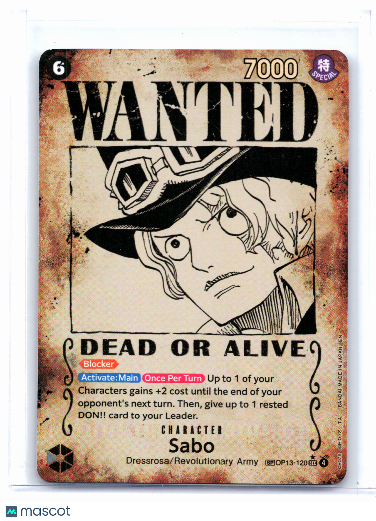 2025 One Piece—Sabo (Wanted Poster) #OP13-120 Carrying On His Will—SEC Foil