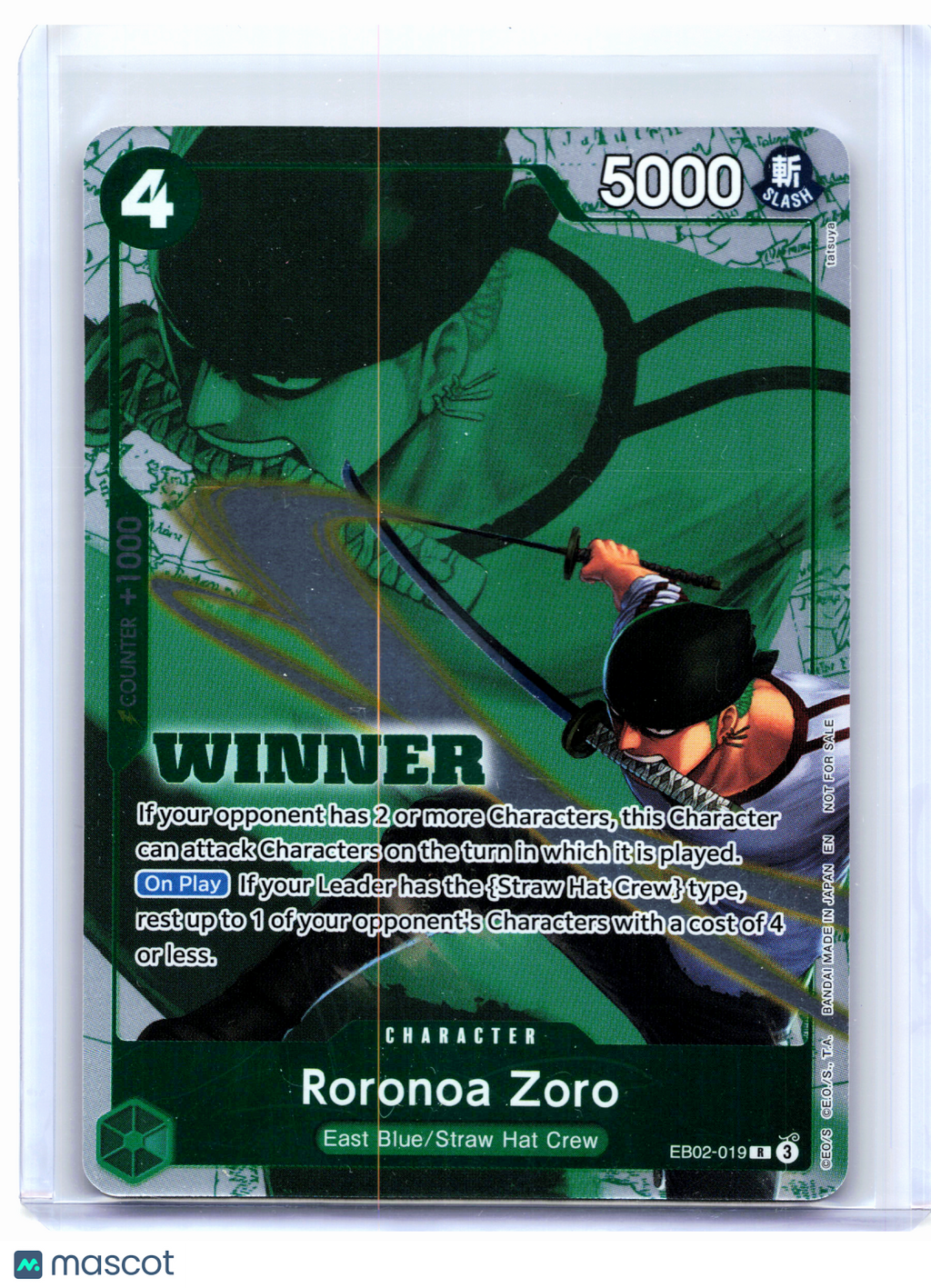 2025 One Piece—Roronoa Zoro (Winner Pack 2025 Vol. 3) #EB02-019 OP-PR—Rare Foil