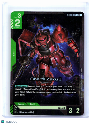 2025 Gundam Card Game—Char's Zaku II #ST03-006 Zeon's Rush—Legend Rare Foil