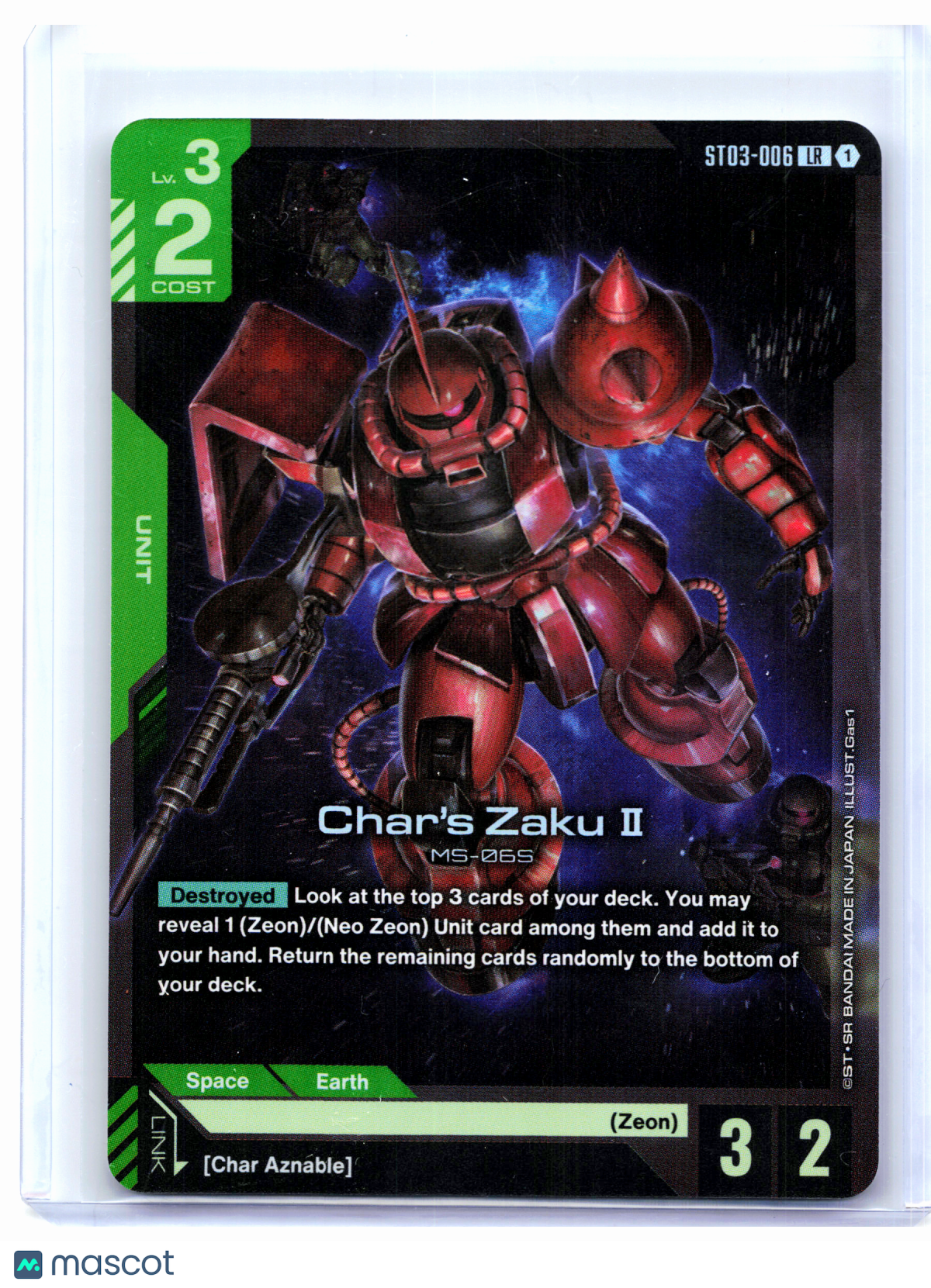 2025 Gundam Card Game—Char's Zaku II #ST03-006 Zeon's Rush—Legend Rare Foil