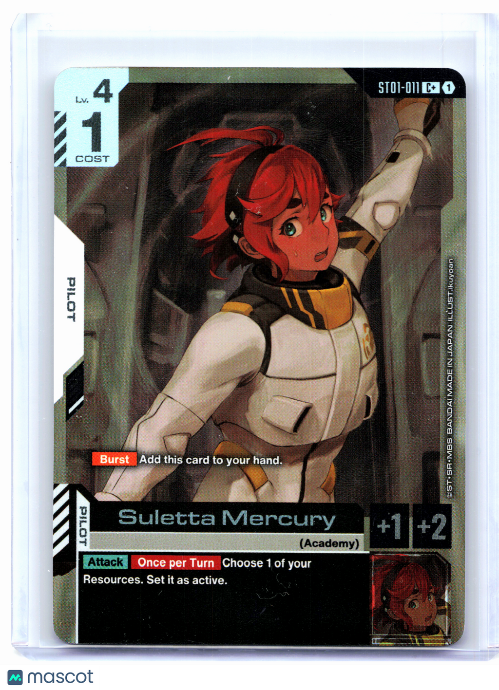 2025 Gundam Card Game—Suletta Mercury #ST01-011 Heroic Beginnings—Common+ Foil