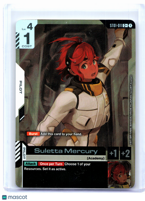 2025 Gundam Card Game—Suletta Mercury #ST01-011 Heroic Beginnings—Common+ Foil