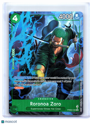 2025 One Piece—Roronoa Zoro (Alternate Art) #PRB02-006 The Best Vol. 2—Rare Foil