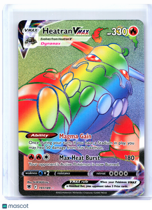 2022 Pokemon—Heatran VMAX #191/189 Astral Radiance—Secret Rare Rainbow