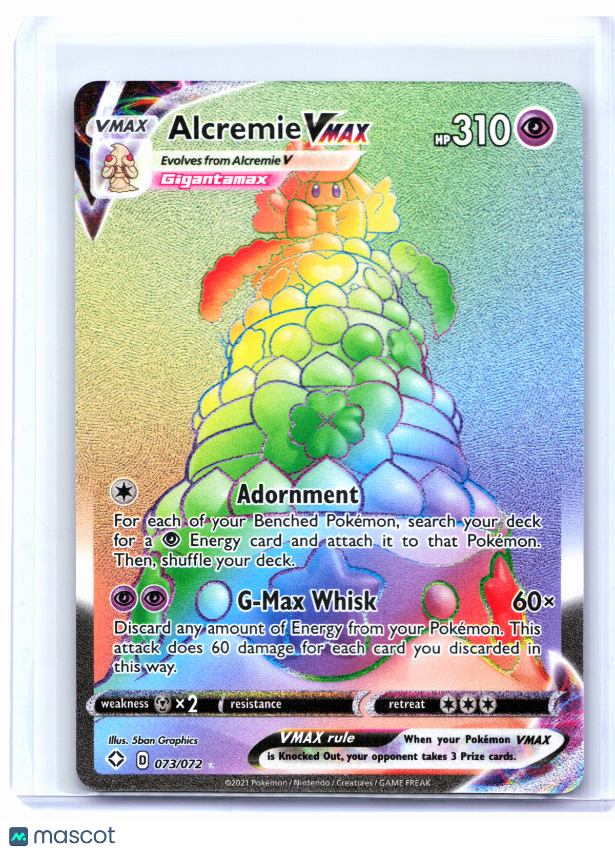 2021 Pokemon—Alcremie VMAX #073/072 Shining Fates—Secret Rare Rainbow