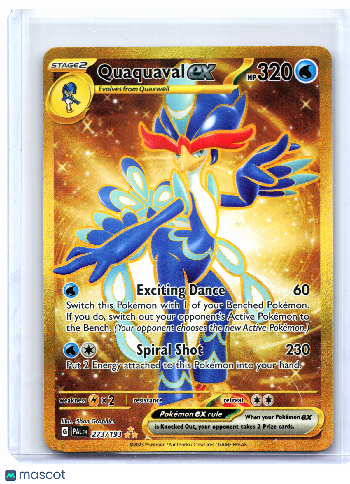 2023 Pokemon—Quaquaval ex #273/193 Paldea Evolved—Hyper Rare Holo