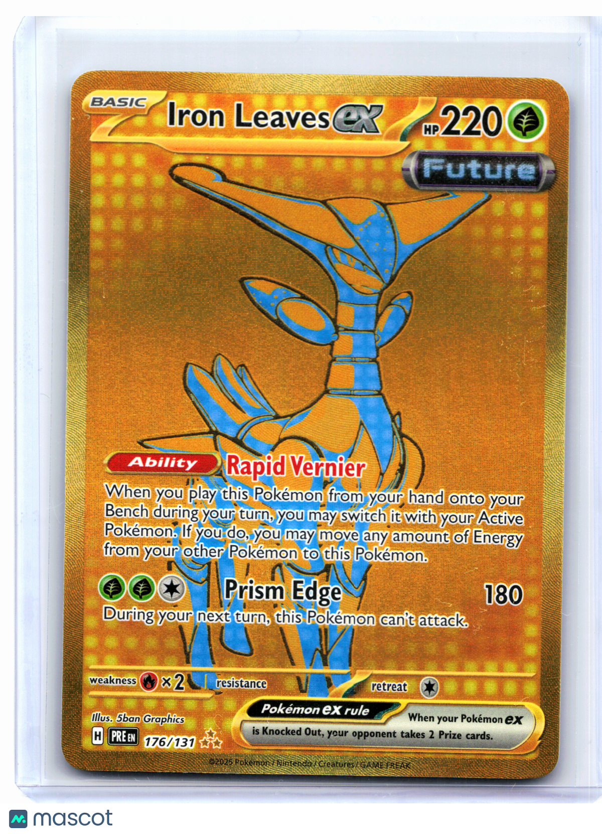2025 Pokemon—Iron Leaves ex #176/131 Prismatic Evolutions—Hyper Rare Gold