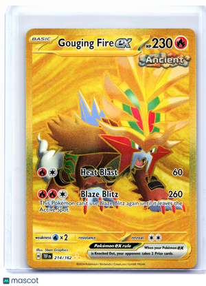 2024 Pokemon—Gouging Fire ex #214/162 Temporal Forces—Hyper Rare Holo