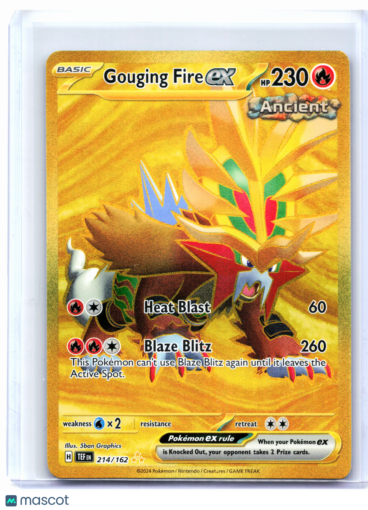 2024 Pokemon—Gouging Fire ex #214/162 Temporal Forces—Hyper Rare Holo