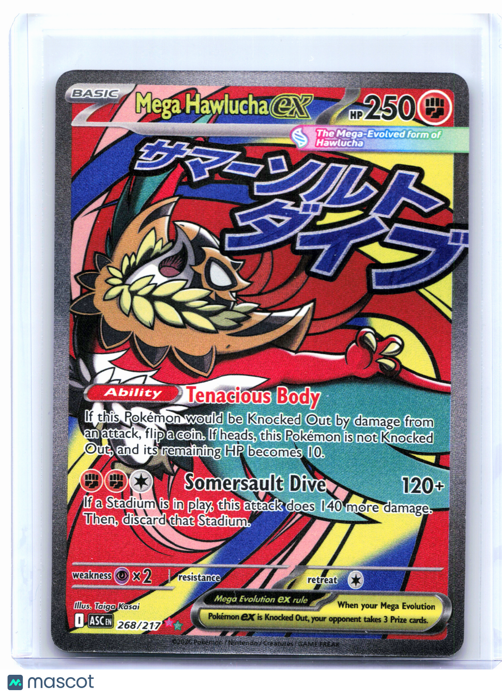 2026 Pokemon—Mega Hawlucha ex #268/217 Ascended Heroes—Mega Attack Rare Holo