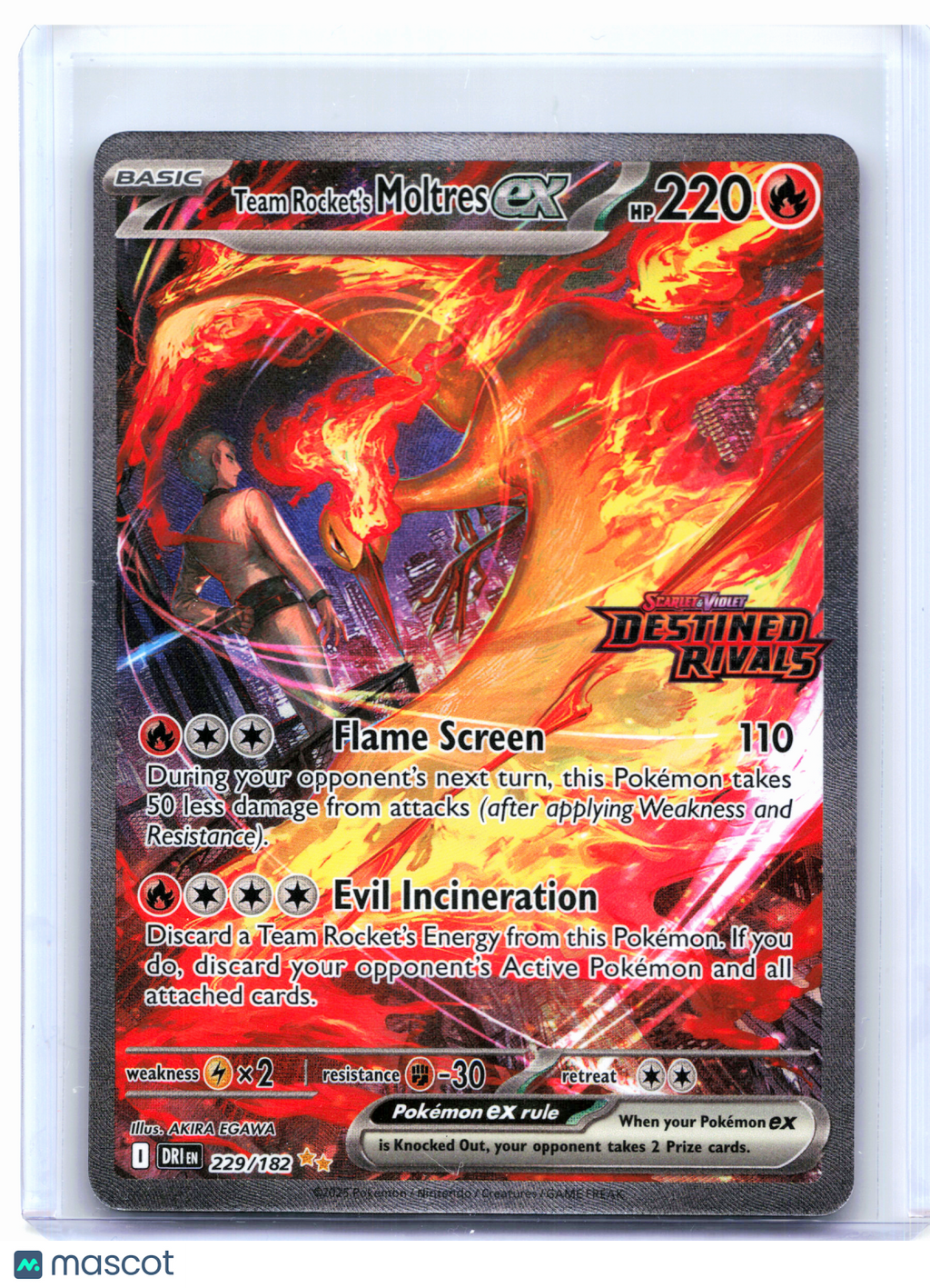 2025 Pokemon—Team Rocket's Moltres ex (Destined Rivals Stamp) #229/182 MCAP—DR