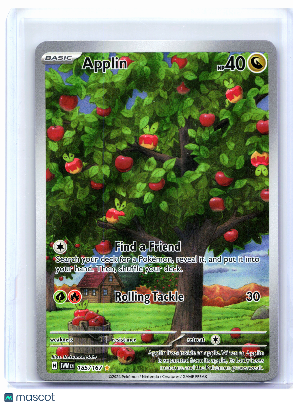 2024 Pokemon—Applin #185/167 Twilight Masquerade—Illustration Rare Holo