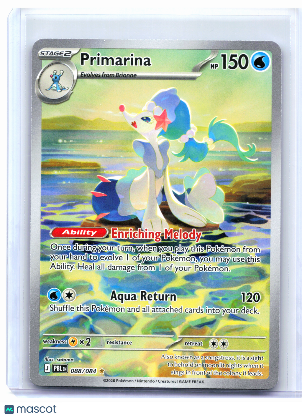 2026 Pokemon—Primarina #088/084 Pitch Black—Illustration Rare Holo