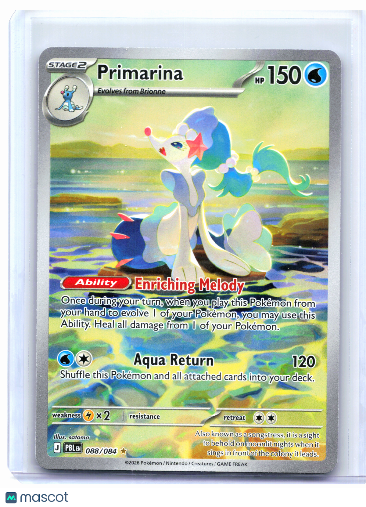 2026 Pokemon—Primarina #088/084 Pitch Black—Illustration Rare Holo
