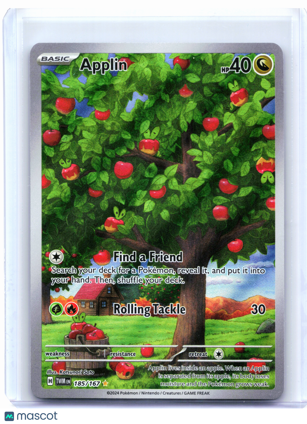 2024 Pokemon—Applin #185/167 Twilight Masquerade—Illustration Rare Holo [LP]