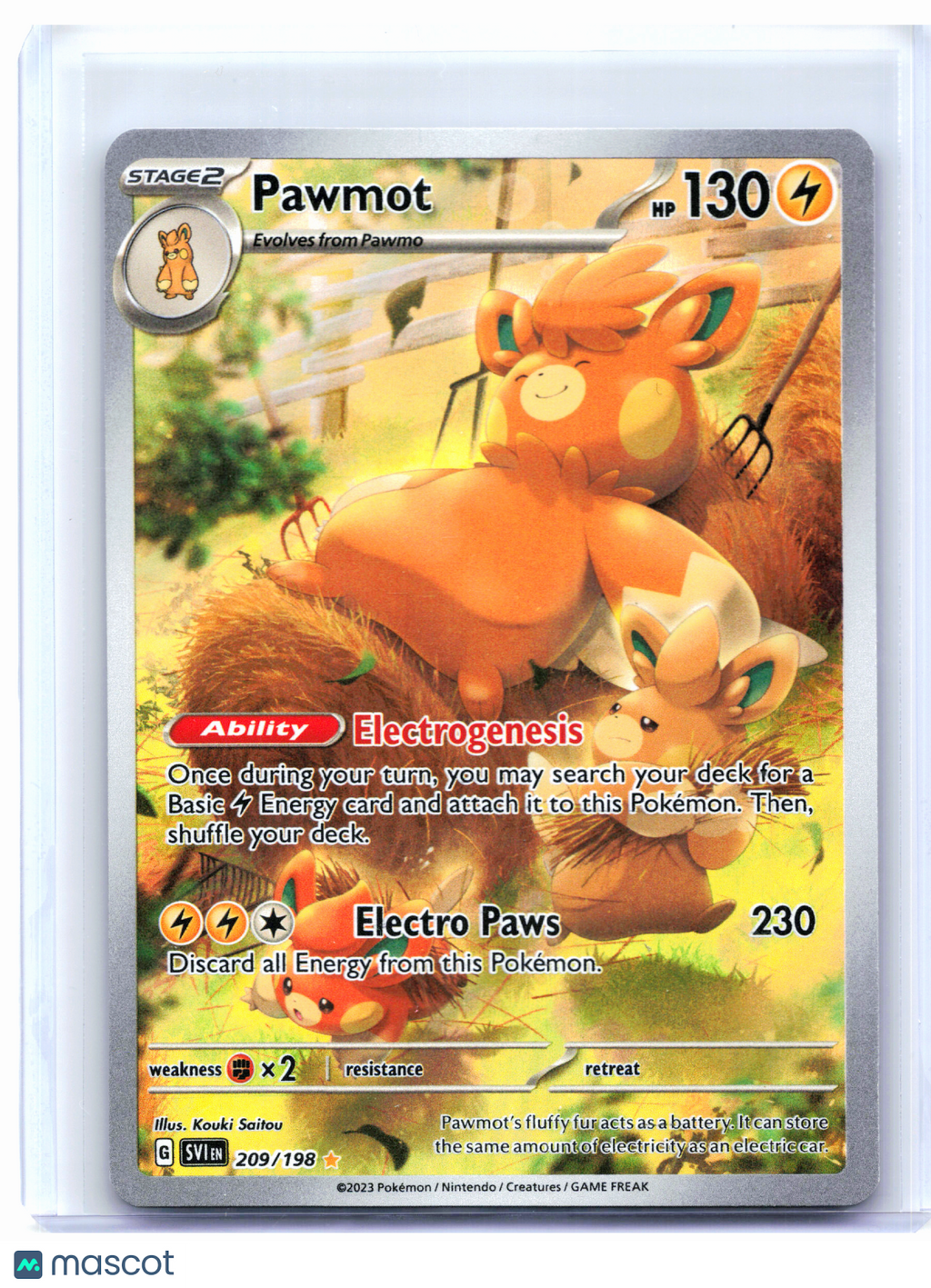2023 Pokemon—Pawmot #209/198 Scarlet & Violet Base Set—Illustration Rare [LP]