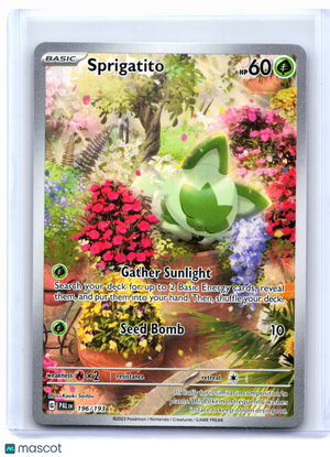 2023 Pokemon—Sprigatito #196/193 Paldea Evolved—Illustration Rare Holo [Damaged]