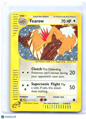 2002 Pokemon—Fearow #11/165 Expedition Base Set—Holo Rare [Damaged]