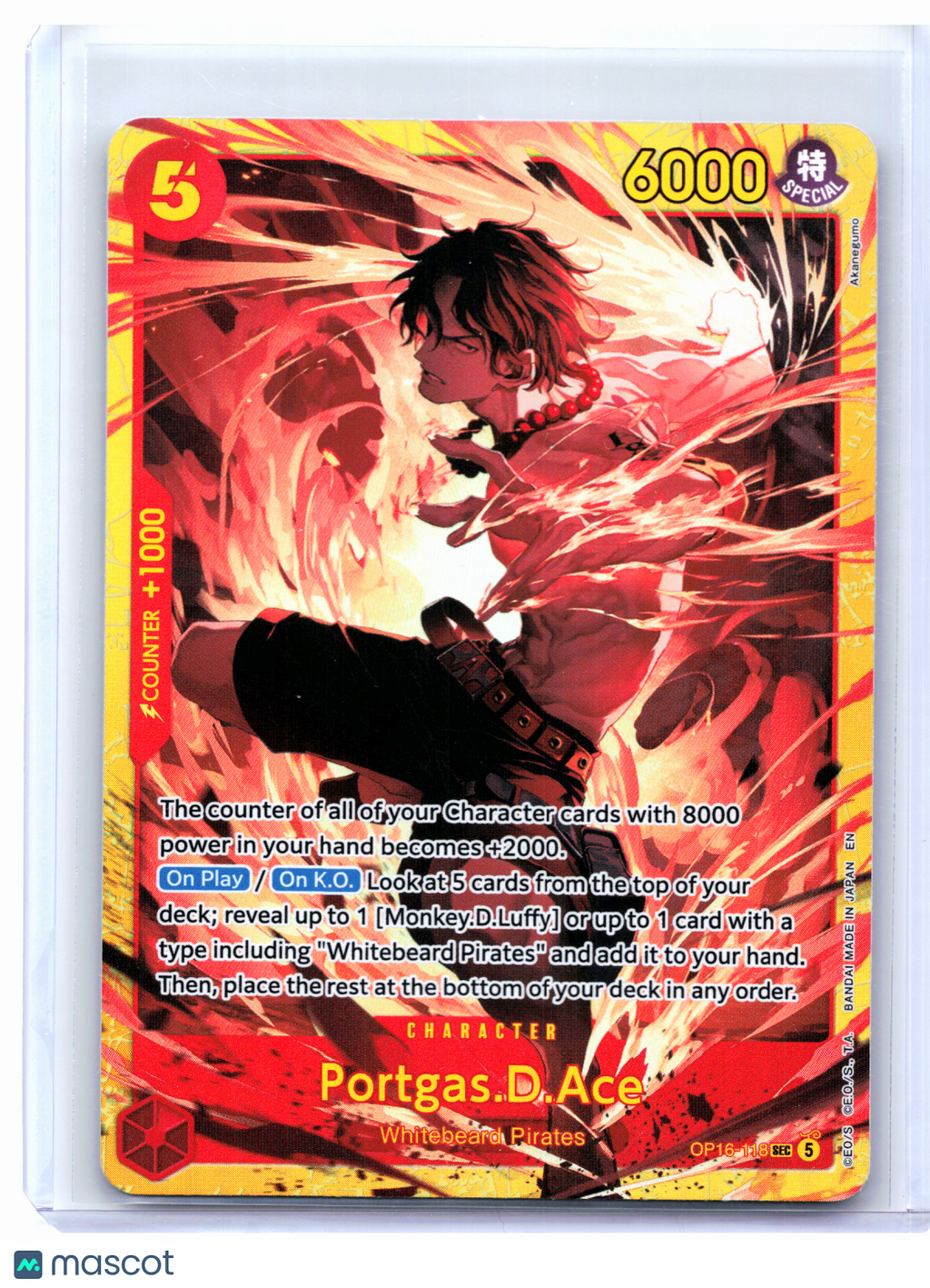 2026 One Piece—Portgas.D.Ace #OP16-118 The Time of Battle—Secret Rare Foil